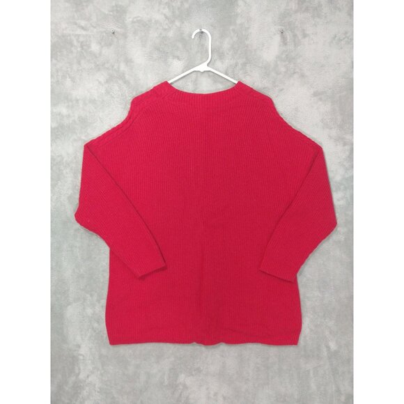 Talbots Sweater Womens 2X Red Lambs Wool Blend Pullover Crew Neck Cable Knit - Picture 2 of 7